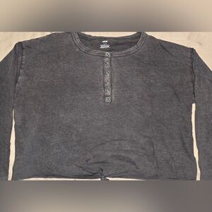 Aerie Charcoal Gray Long Sleeved Henley